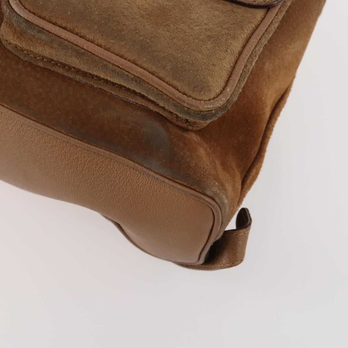 Gucci Vintage Bamboo Backpack Suede And Leather Brown Suede Backpack Bag (Pre-Owned)