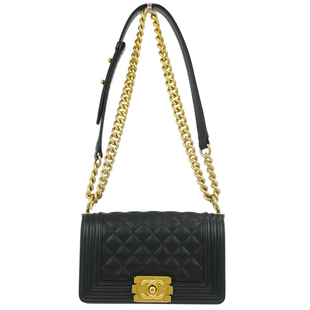 Chanel Boy Flap Bag Quilted Caviar Black Leather Shoulder Bag Bag