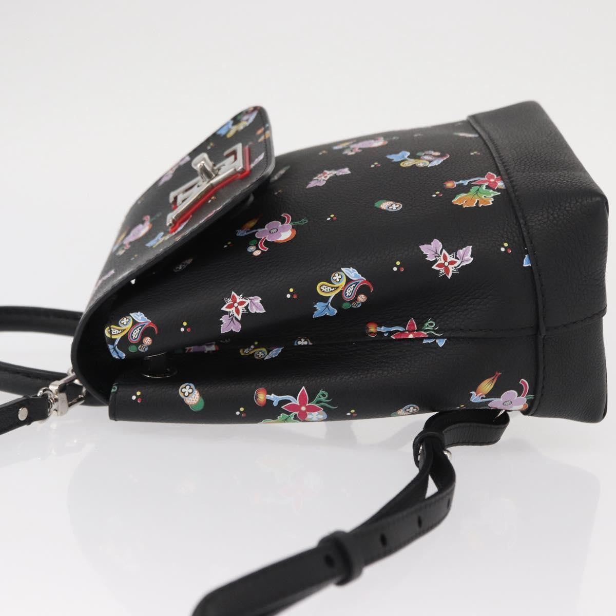 Louis Vuitton Lockme Backpack Floral Printed Leather Black Leather Backpack Bag