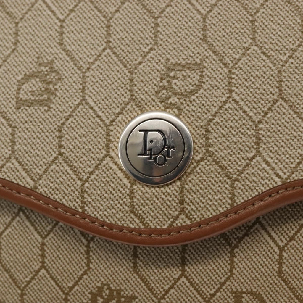 Christian Dior Vintage Honeycomb Flap Crossbody Bag Canvas And Leather Beige Canvas Shoulder Bag Bag (Pre-Owned)