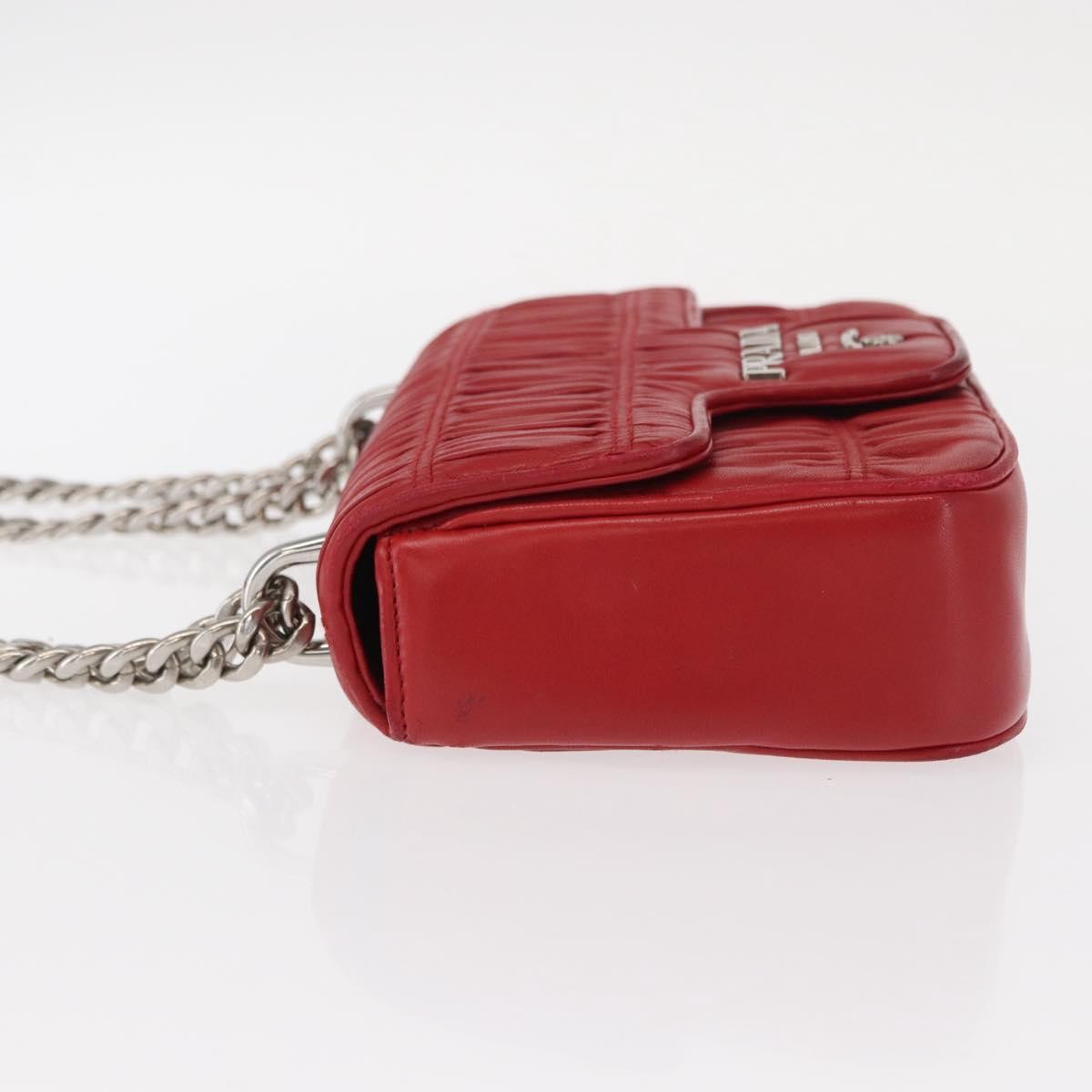 Prada Gaufre Chain Flap Shoulder Bag Nappa Leather Red Leather Shoulder Bag Bag
