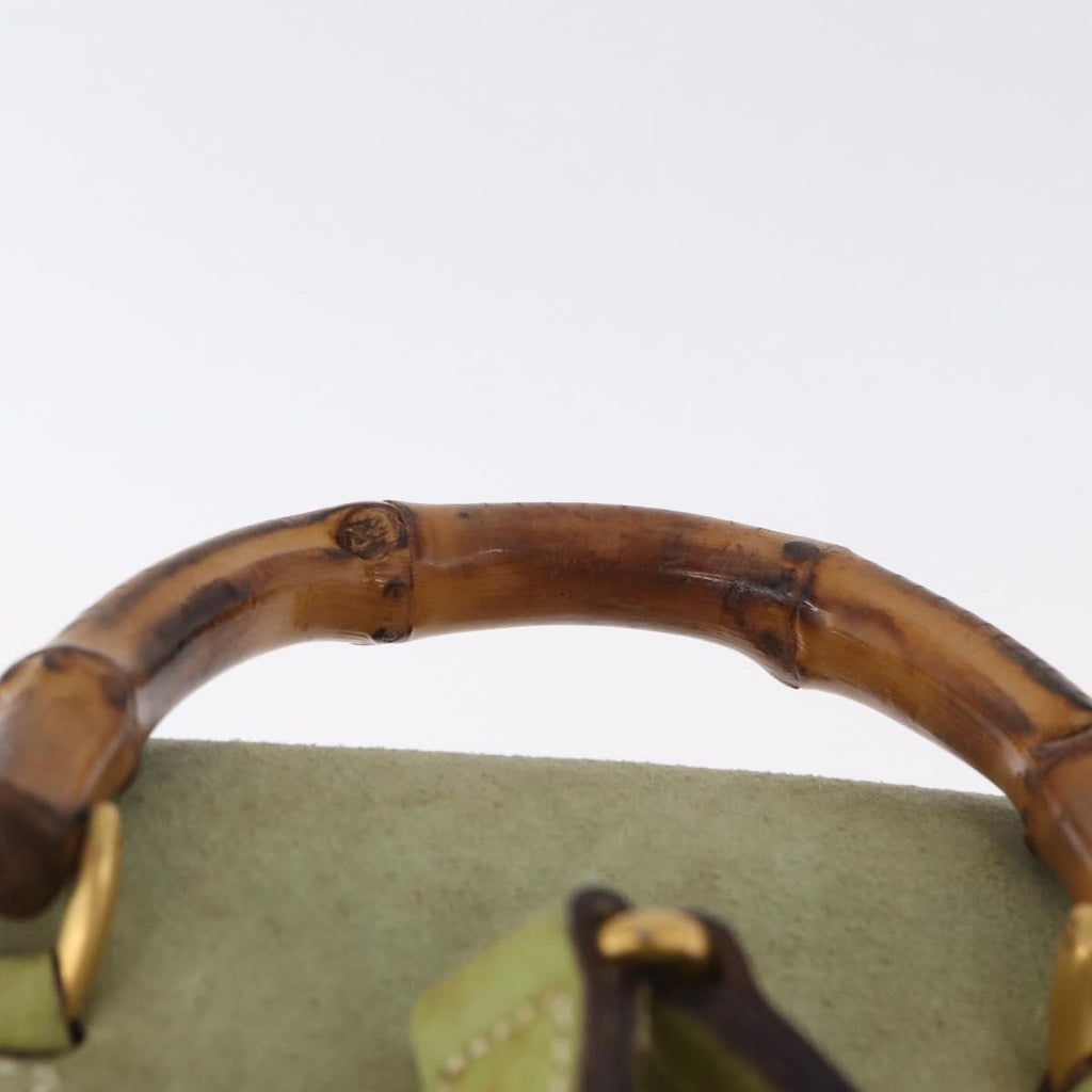 Gucci Gucci Bamboo Backpack Daim Green Suede Backpack Bag (Pre-Owned)