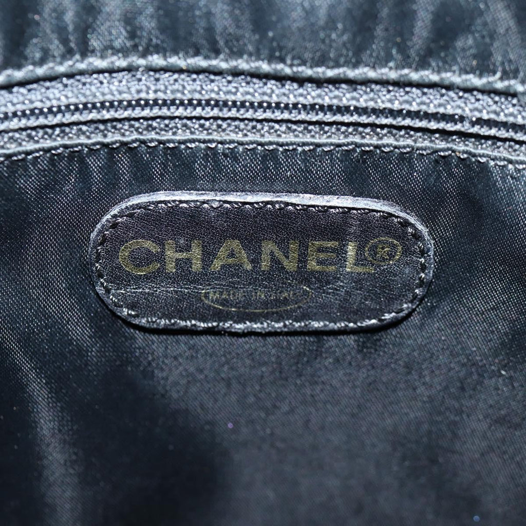 Chanel Vintage Cc Lock Pocket Chain Tote Caviar Black Leather Tote Bag Bag