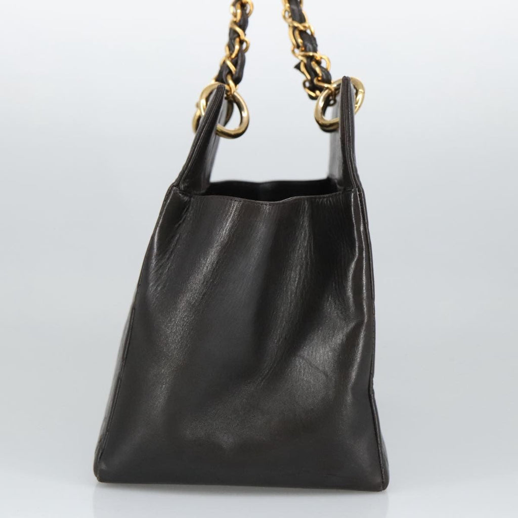 Chanel Vintage Grand Shopping Tote Quilted Lambskin Black Leather Tote Bag Bag