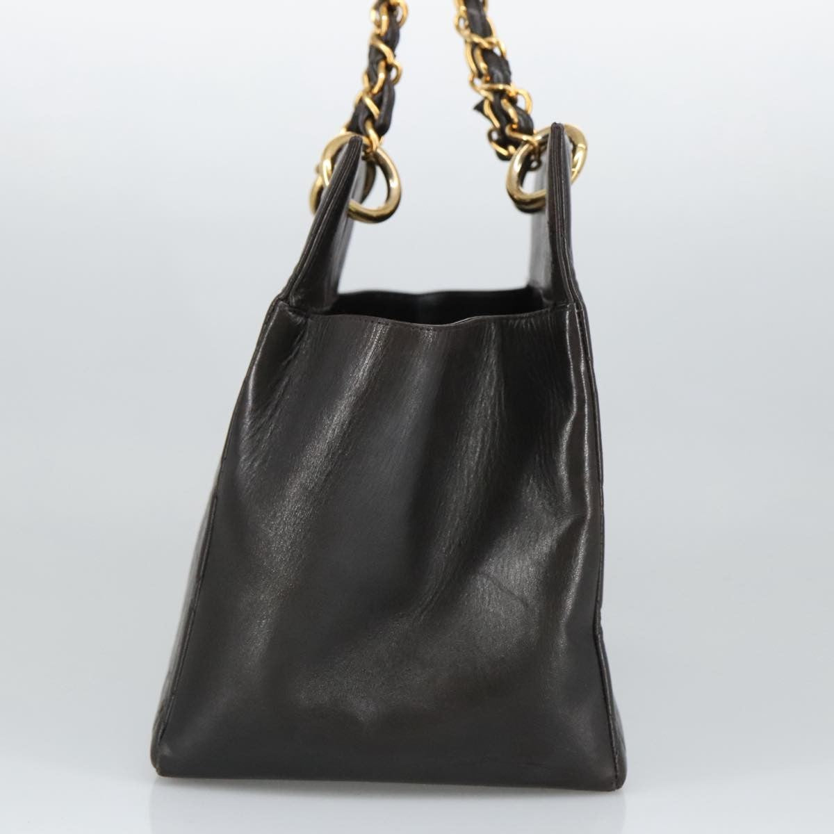 Chanel Vintage Grand Shopping Tote Quilted Lambskin Black Leather Tote Bag Bag