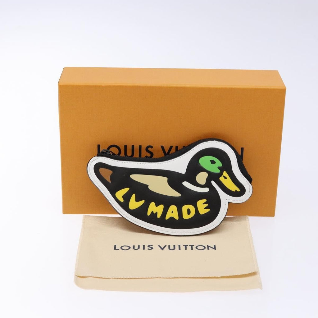 Louis Vuitton Nigo Duck Coin Holder Printed Leather And Limited Edition Giant Damier Black Canvas Wallets Accessory