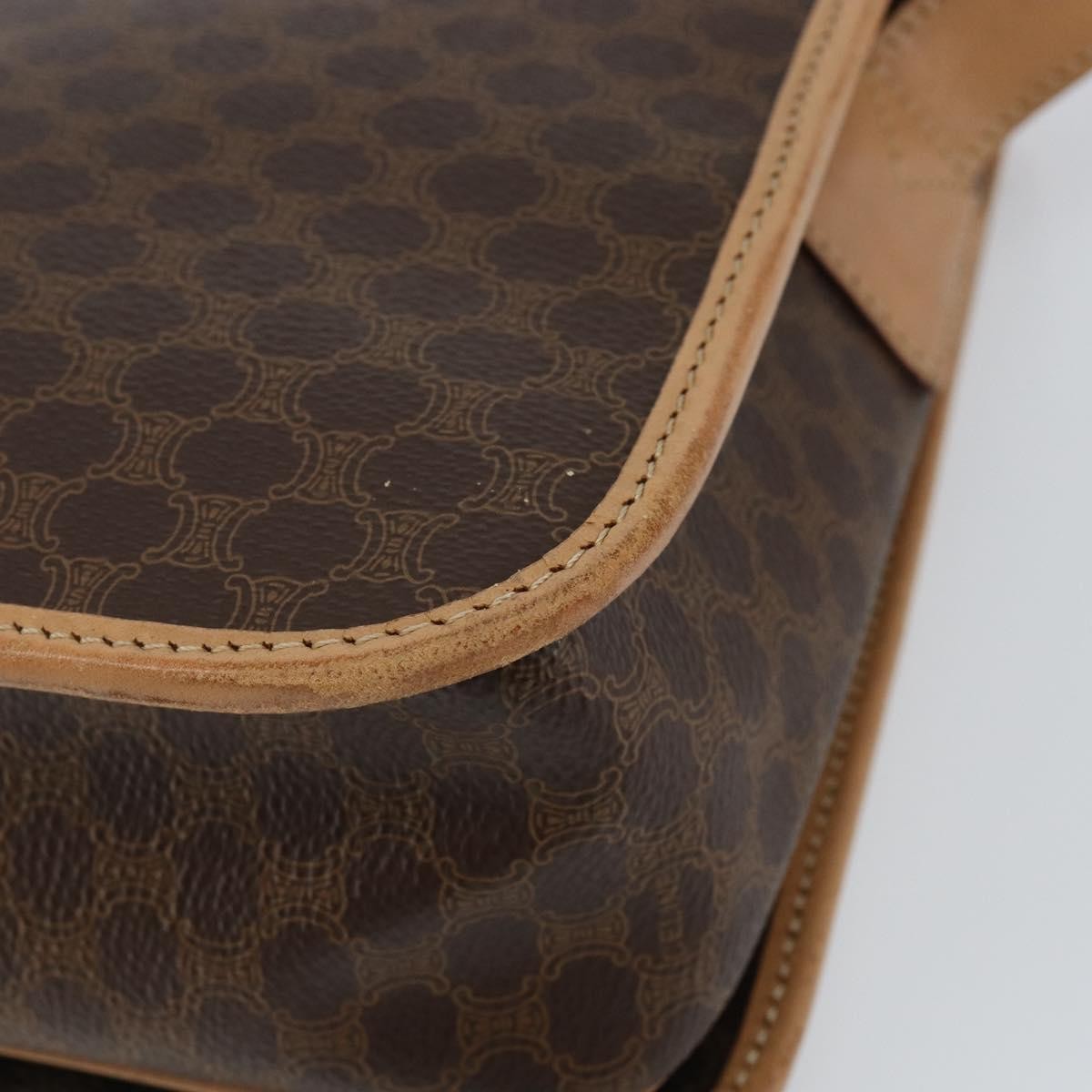 Celine Vintage Macadam Shoulder Bag Canvas And Leather Brown Canvas Shoulder Bag Bag