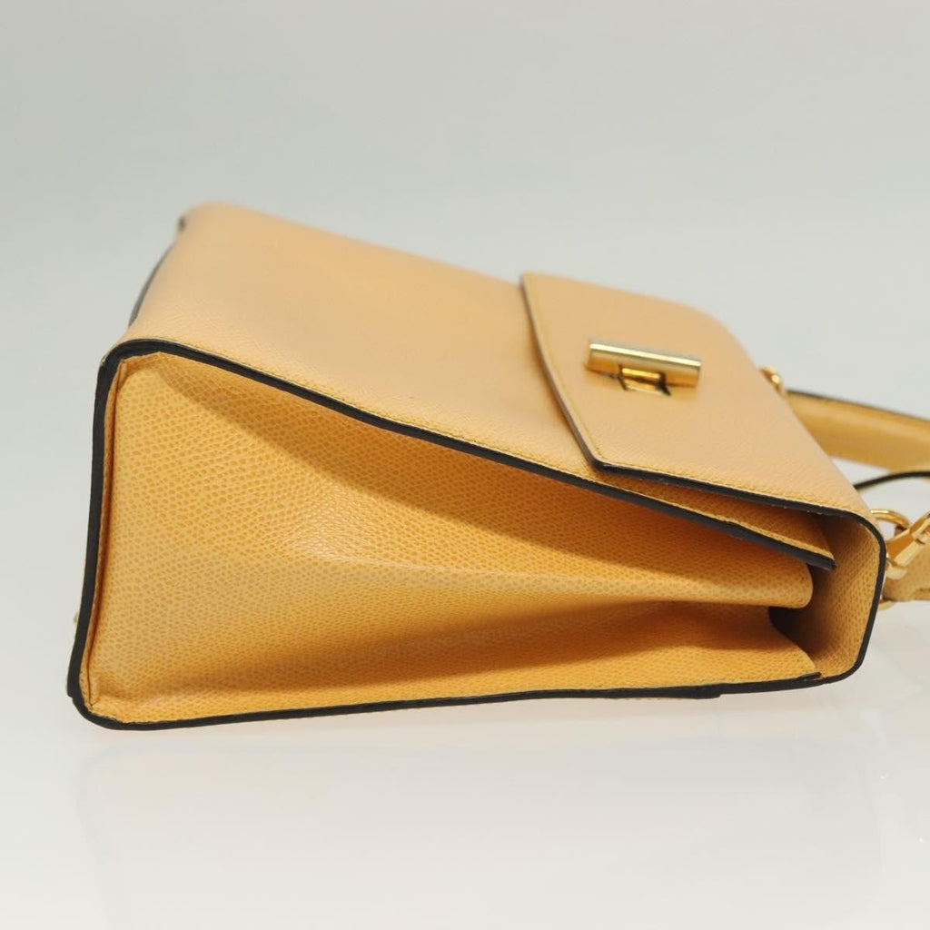 Celine Vintage Convertible Turnlock Top Handle Bag Leather Yellow Leather Bag
