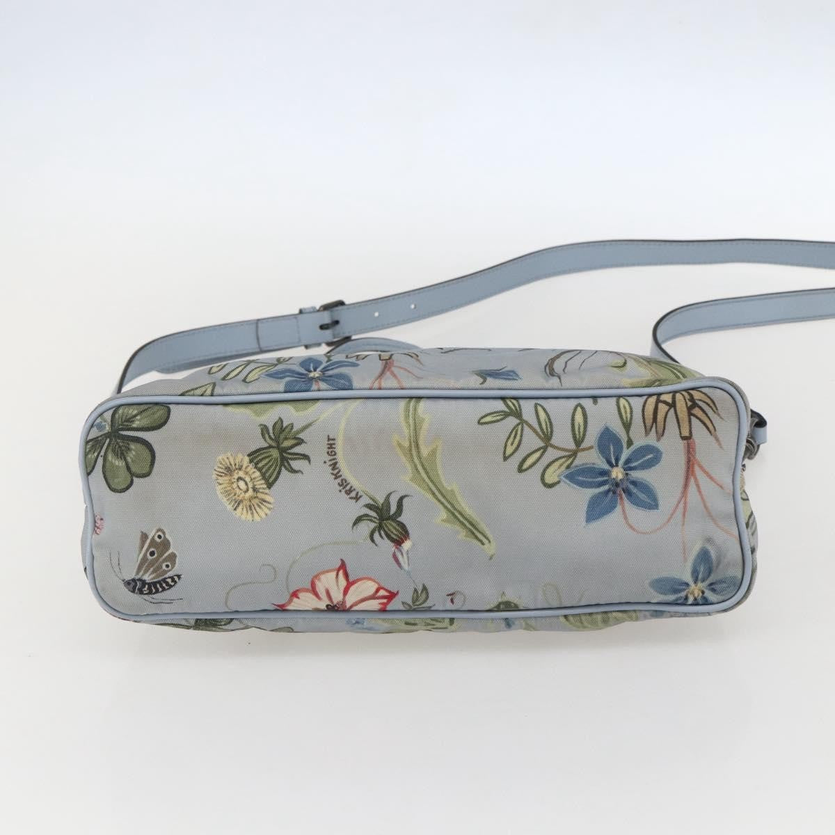 Gucci Convertible Zip Tote Flora Canvas Blue Canvas Tote Bag Bag (Pre-Owned)