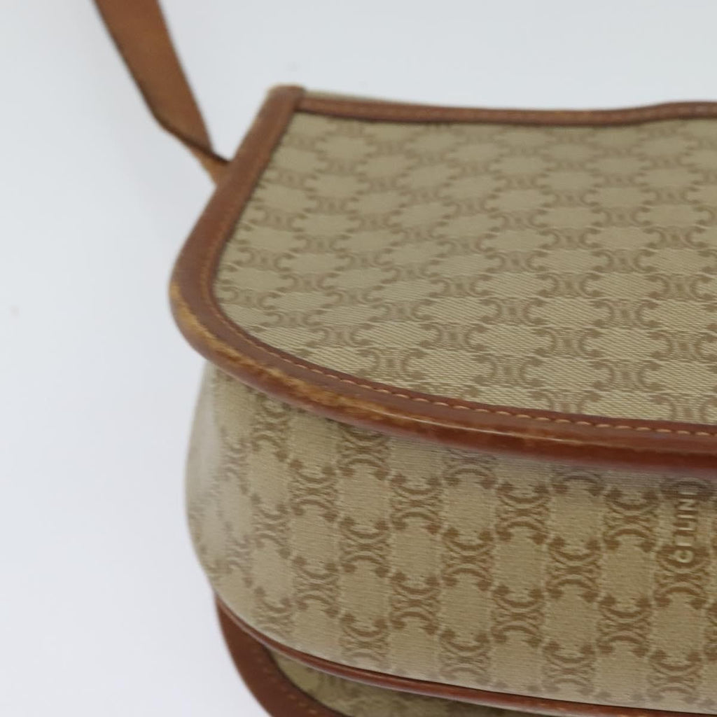 Celine Vintage Macadam Shoulder Bag Canvas And Leather Beige Canvas Shoulder Bag Bag