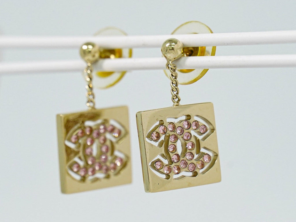 Chanel Cc Dangle Earrings Metal Gold Gold_Plated Earrings Jewelry