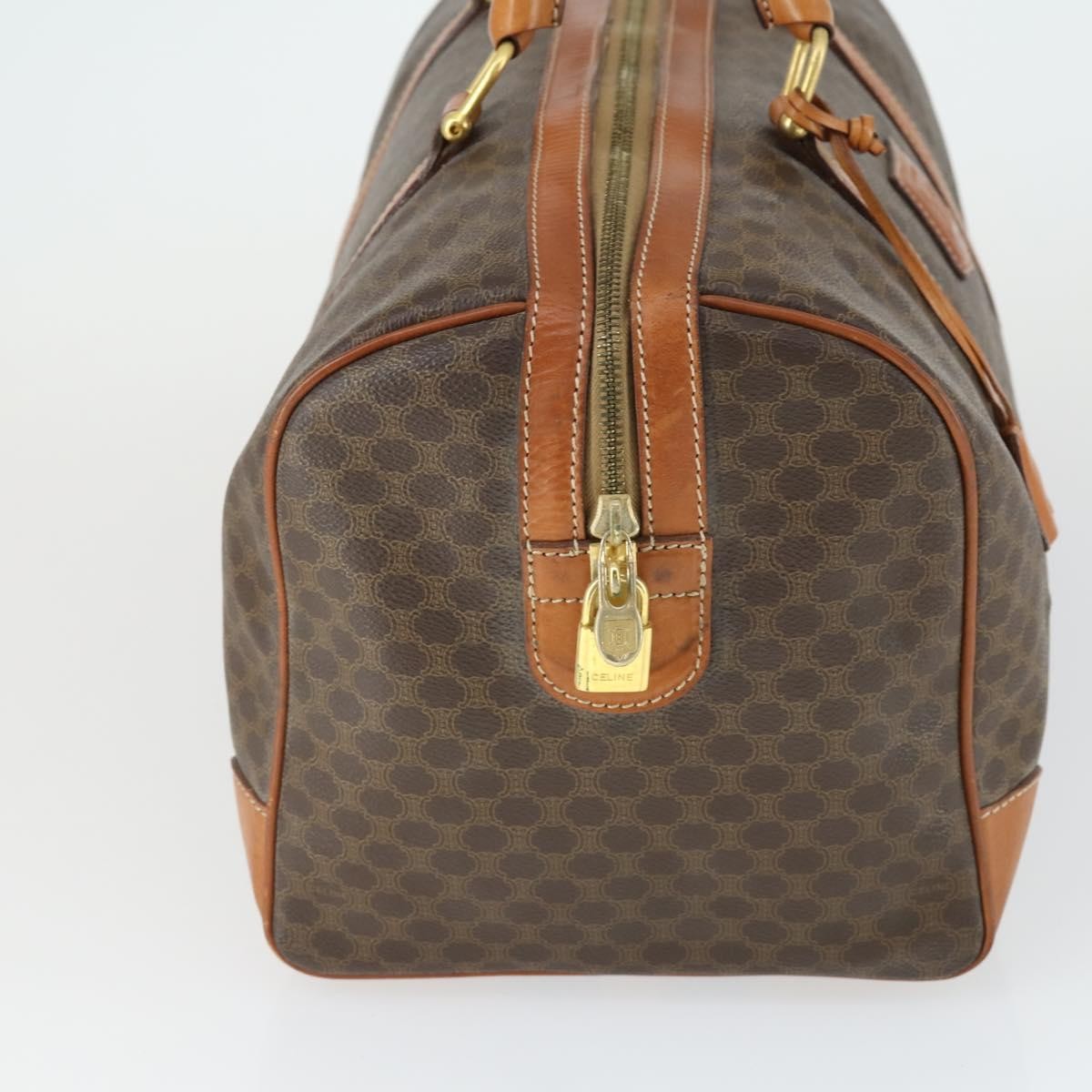Celine Vintage Duffle Bag Canvas And Leather Brown Canvas Travel Bag Bag