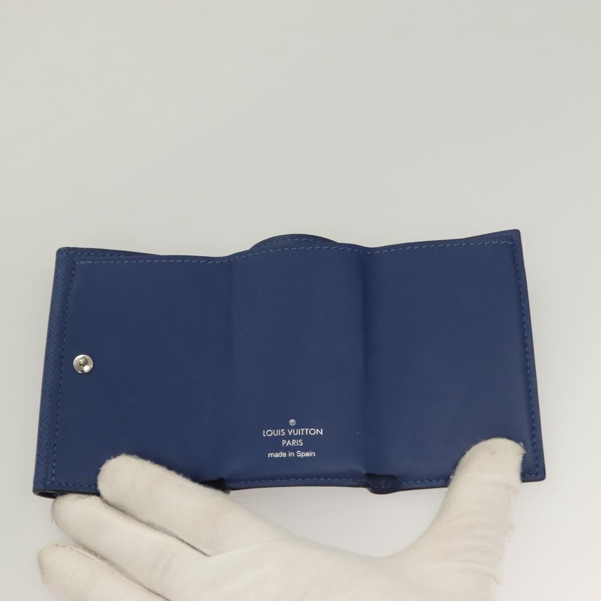 Louis Vuitton Discovery Wallet Monogram Taigarama Blue Leather Wallets Accessory