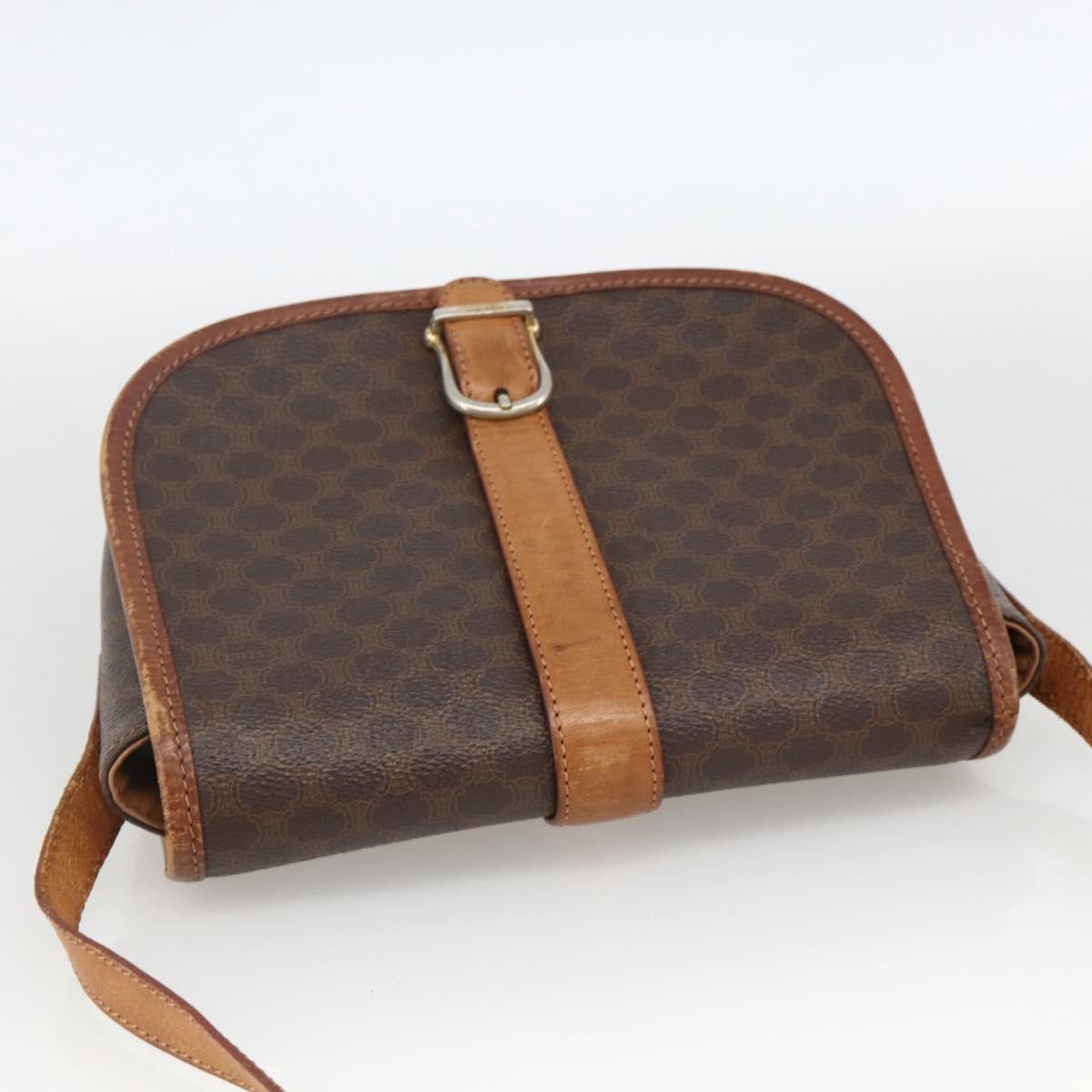 Celine Vintage Macadam Shoulder Bag Canvas And Leather Brown Canvas Shoulder Bag Bag