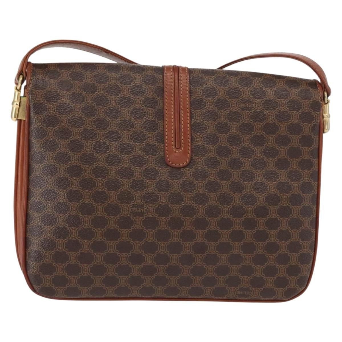Celine Vintage Shoulder Bag Canvas Brown Canvas Shoulder Bag Bag