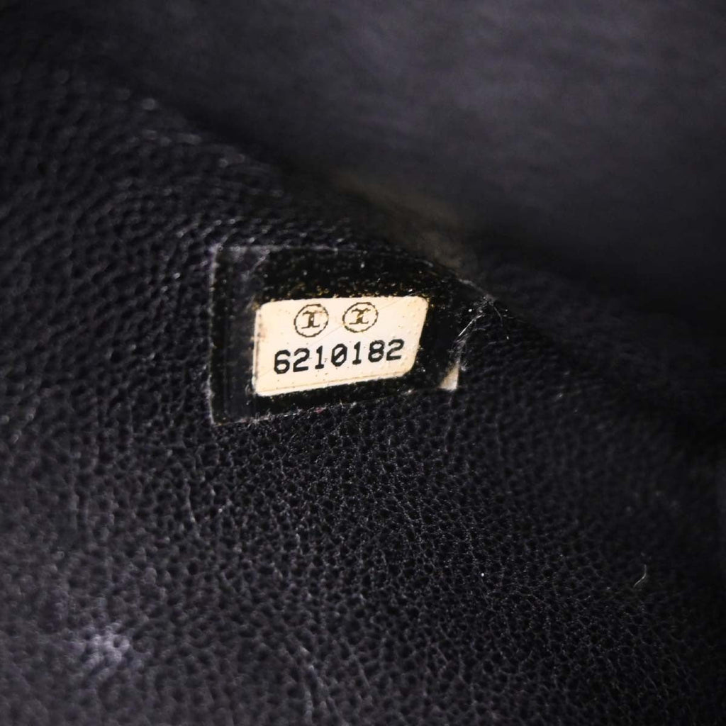 Chanel Embossed Logo Bowler Bag Quilted Caviar Black Leather Travel Bag Bag
