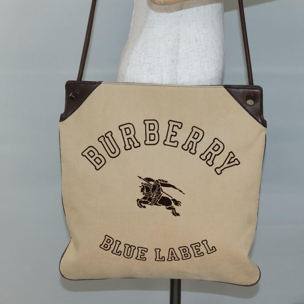 Burberry Blue Label Shoulder Bag Velvet Beige Velvet Shoulder Bag