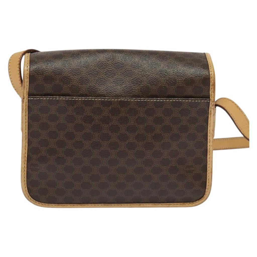Celine Macadam Shoulder Bag Pvc Leather Brown Canvas Bag