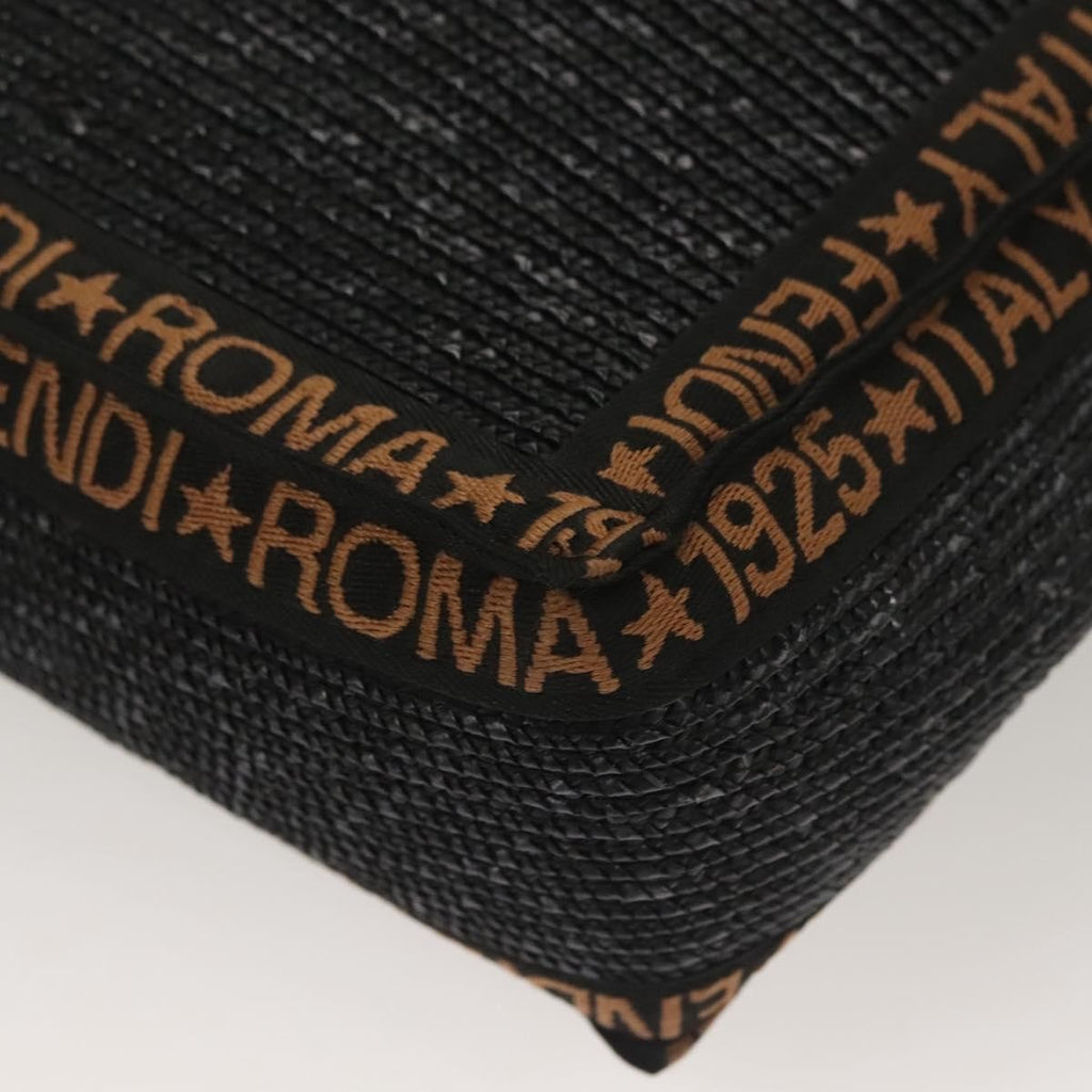 Fendi Zucca Tote Bag Straw Black Wood Tote Bag Bag