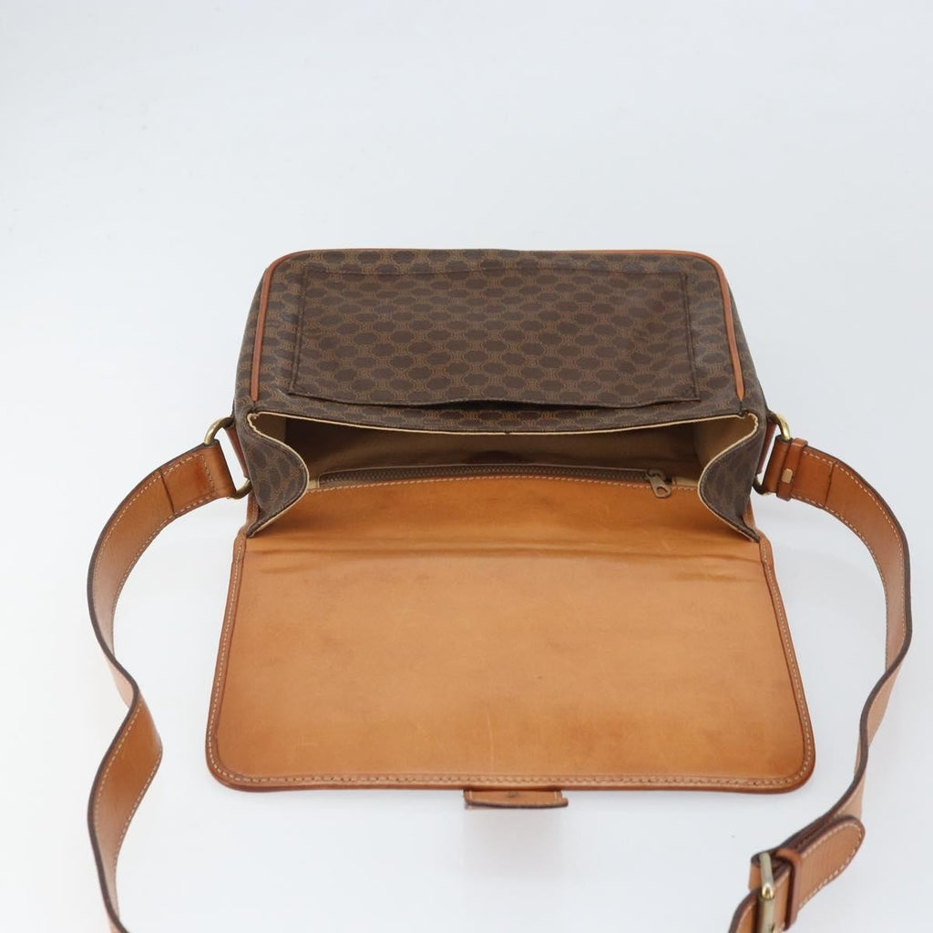 Celine Vintage Macadam Shoulder Bag Canvas And Leather Brown Canvas Shoulder Bag Bag