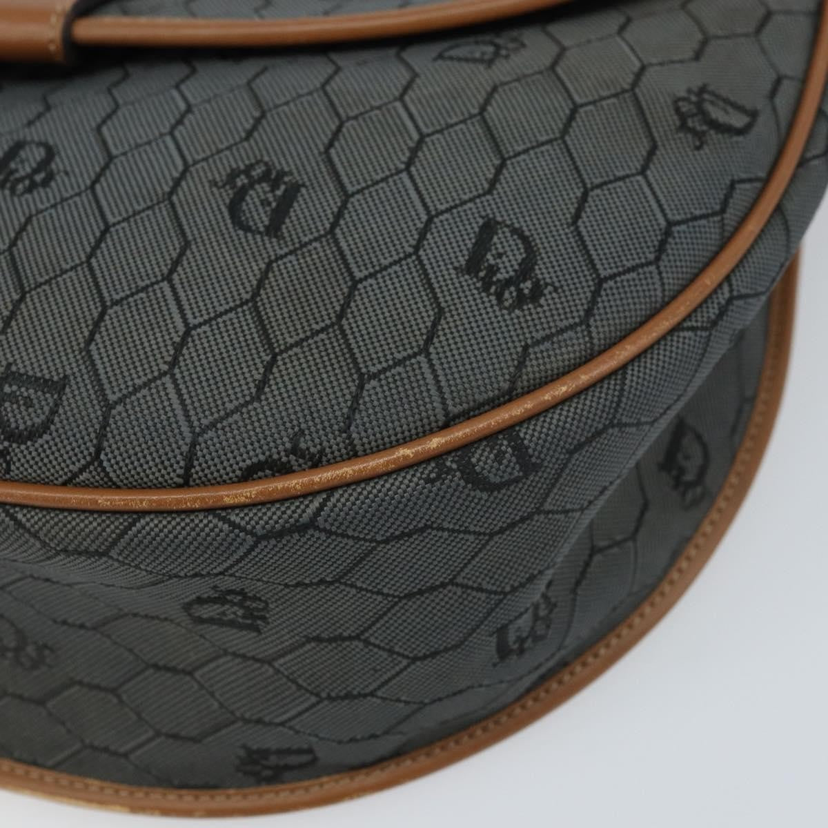 Christian Dior Vintage Honeycomb Flap Crossbody Bag Canvas And Leather Black Canvas Shoulder Bag Bag (Pre-Owned)