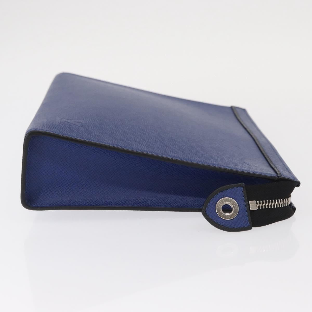 Louis Vuitton Pochette Voyage Taiga Leather Blue Leather Clutche & Pouche Bag