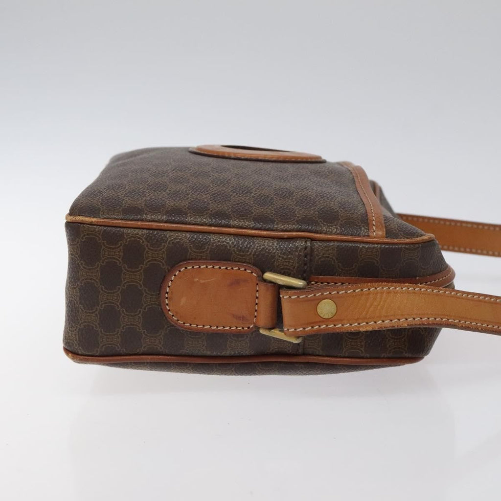 Celine Vintage Macadam Shoulder Bag Canvas And Leather Brown Canvas Shoulder Bag Bag