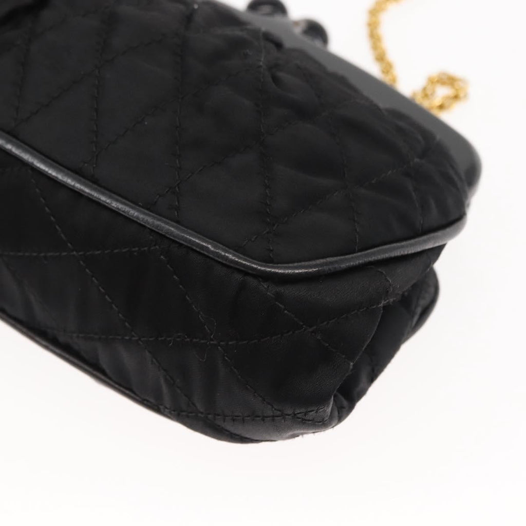 Chanel Chain Clutch Canvas And Leather Black Satin Shoulder Bag Bag