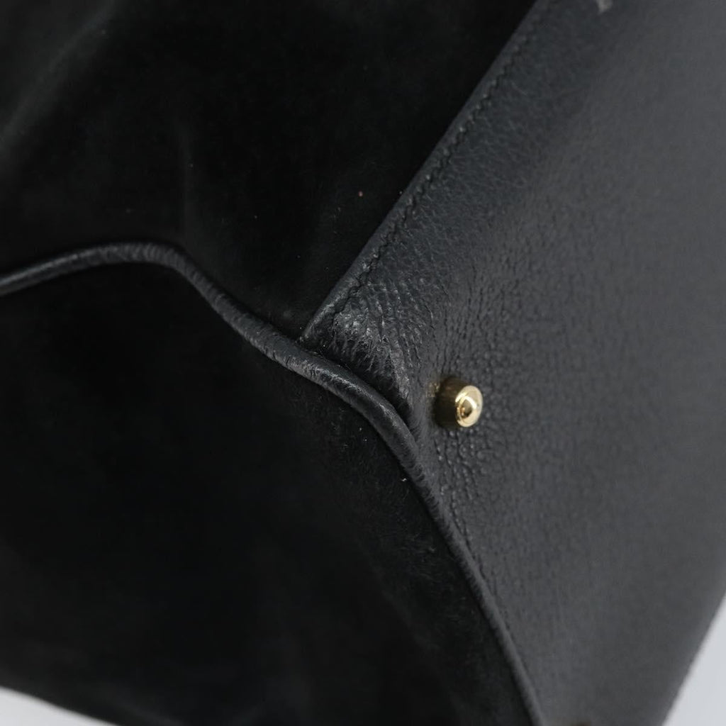 Gucci Bamboo Tote Bag Suede Black Suede Tote Bag Bag (Pre-Owned)