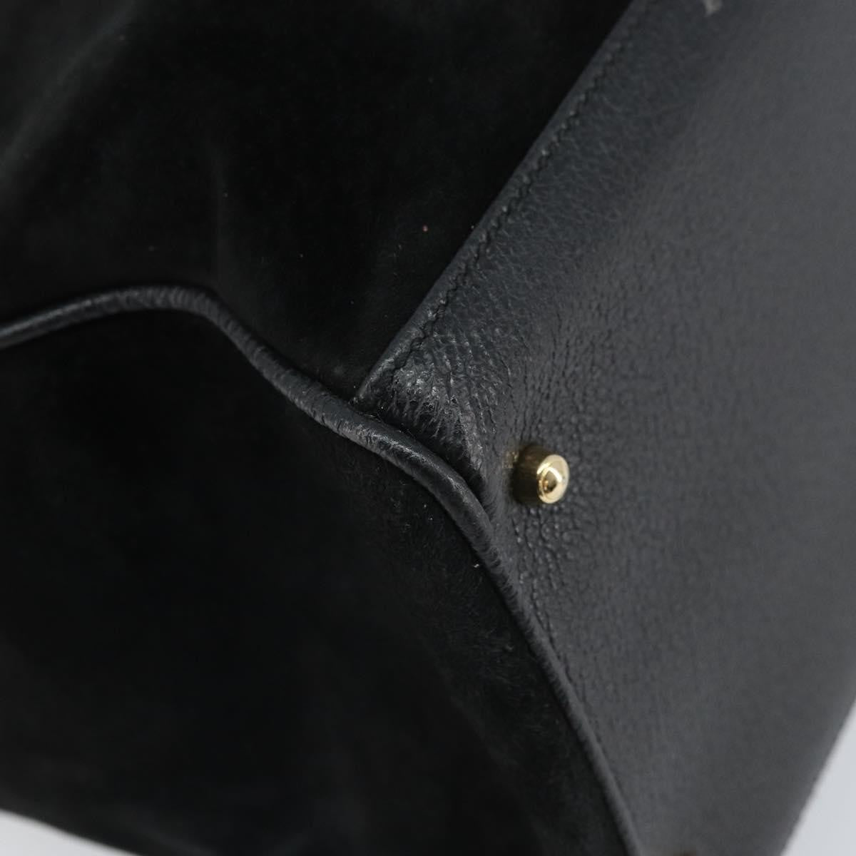 Gucci Bamboo Tote Bag Suede Black Suede Tote Bag Bag (Pre-Owned)