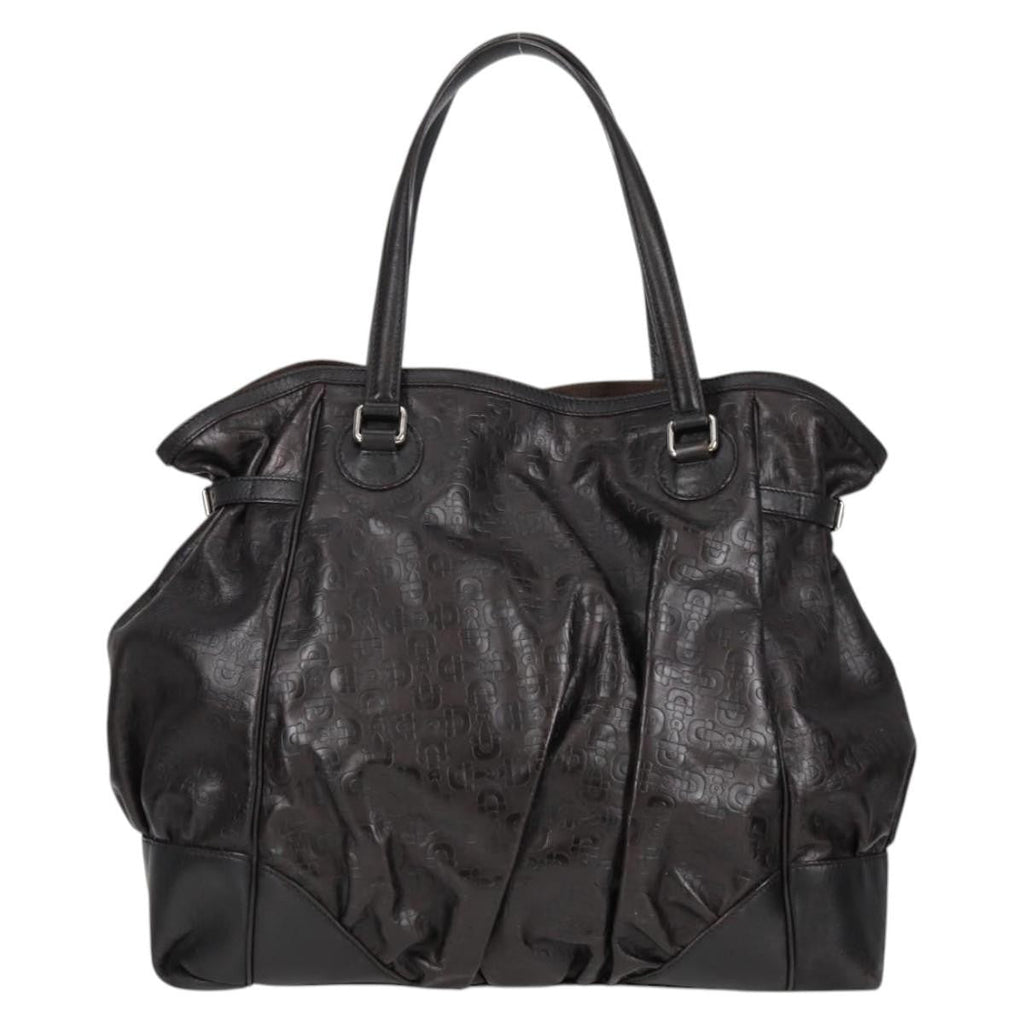 Gucci Full Moon Tote Leather Black Leather Tote Bag Bag (Pre-Owned)