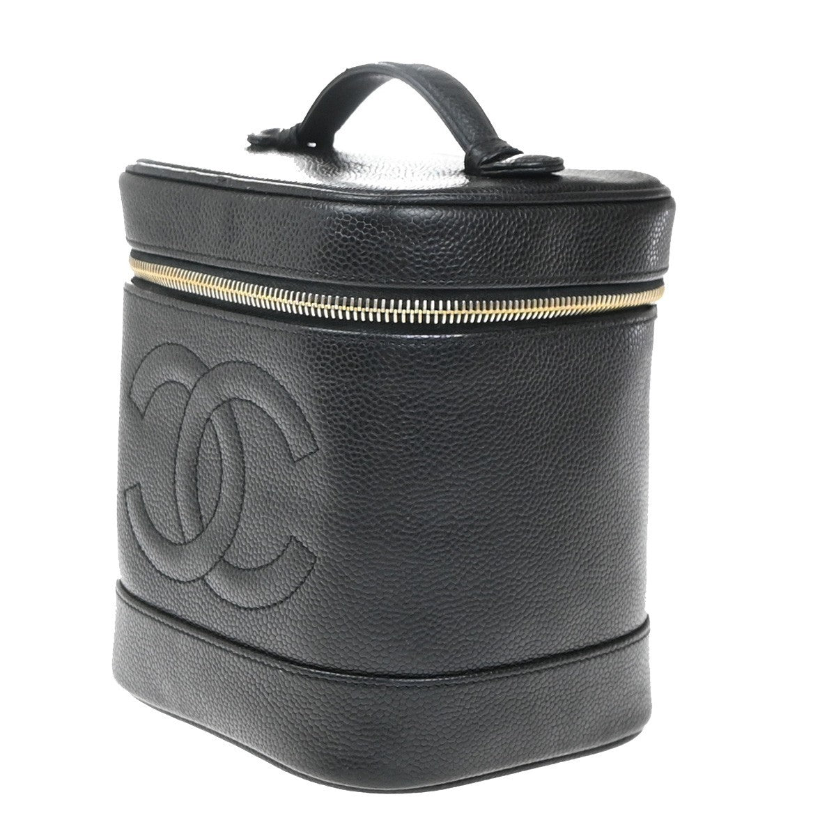 Chanel Vintage Timeless Cosmetic Case Caviar Black Leather Clutche & Pouche Bag