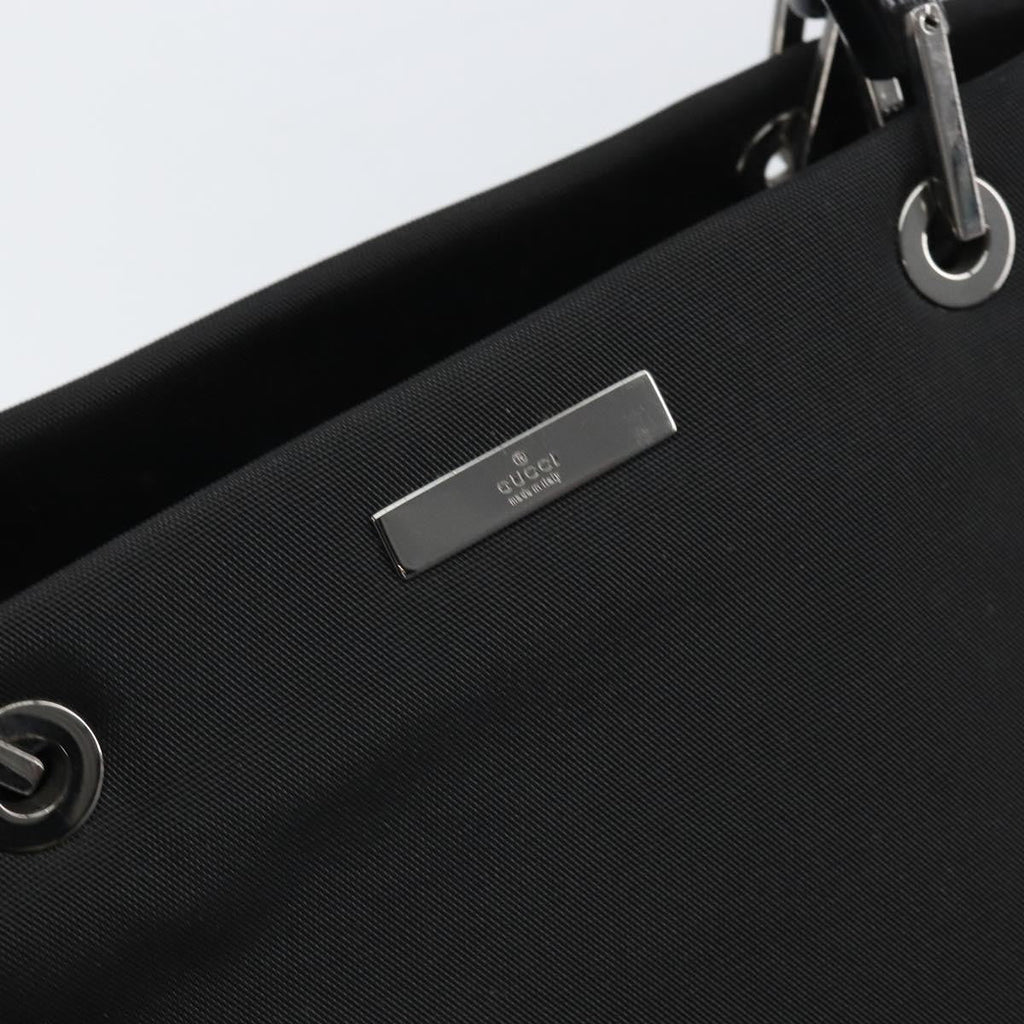 Gucci Bamboo Tote Bag Nylon Black Nylon Tote Bag Bag (Pre-Owned)