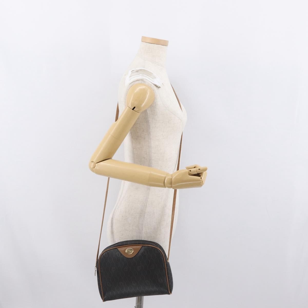 Christian Dior Vintage Honeycomb Shoulder Bag Canvas And Leather Black Canvas Shoulder Bag Bag (Pre-Owned)