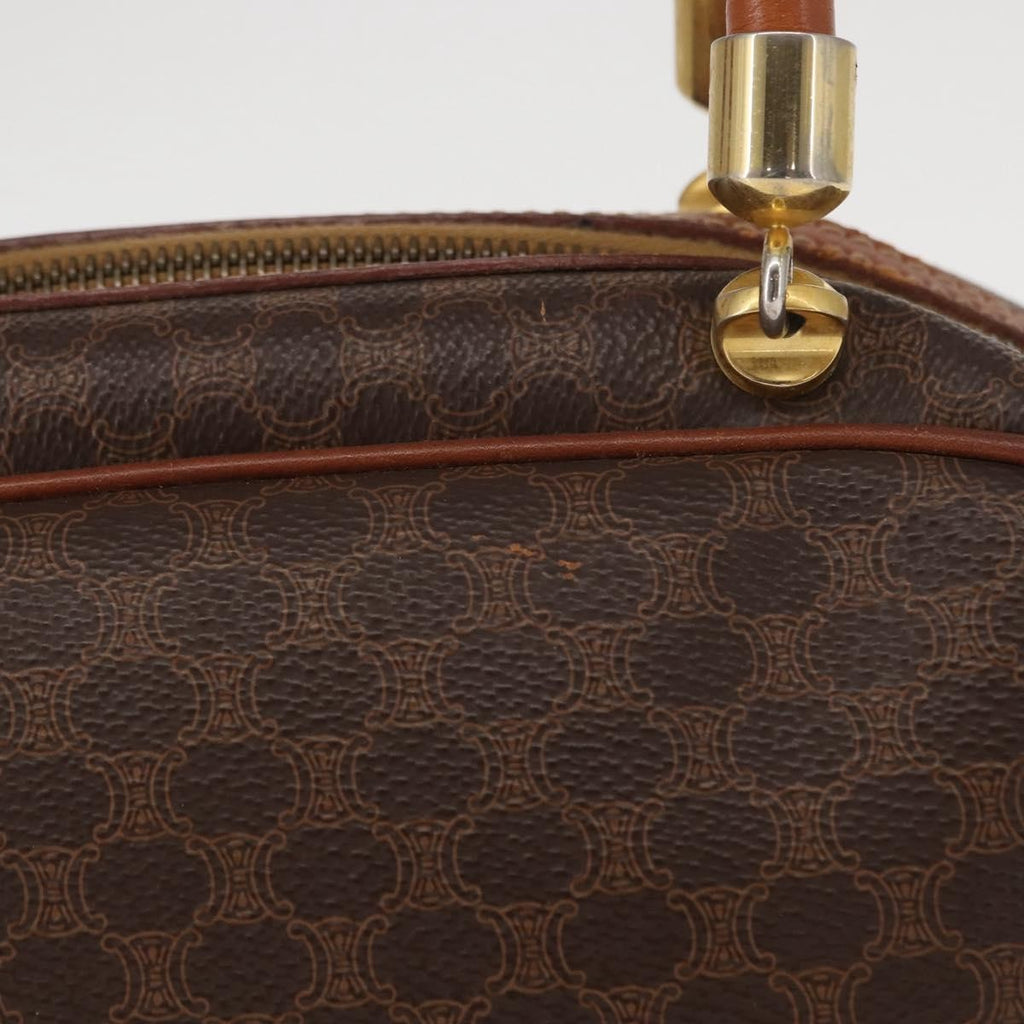 Celine Vintage Macadam Handbag Canvas And Leather Brown Canvas Handbag