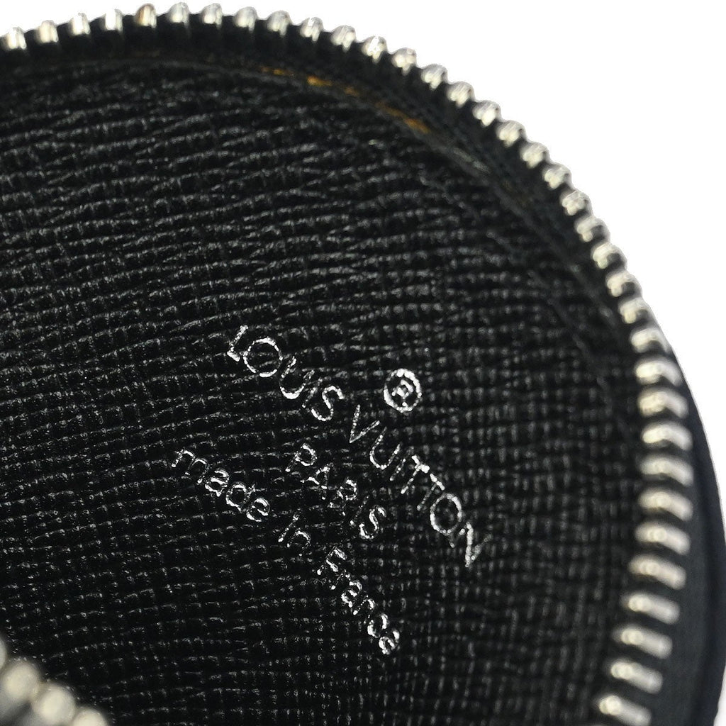 Louis Vuitton Round Coin Purse Limited Edition Monogram Silk Black Leather Wallets Accessory