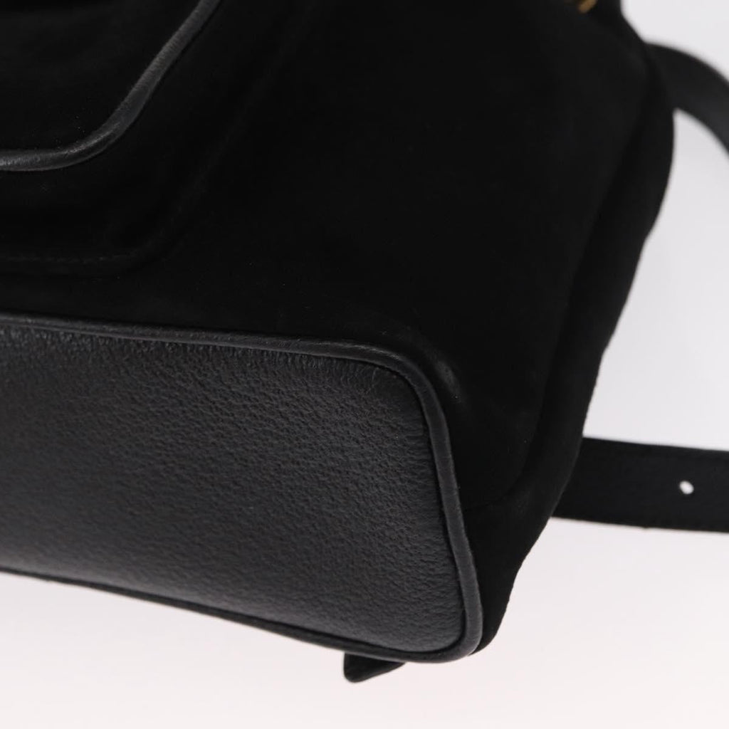 Gucci Vintage Bamboo Backpack Suede Black Suede Backpack Bag (Pre-Owned)