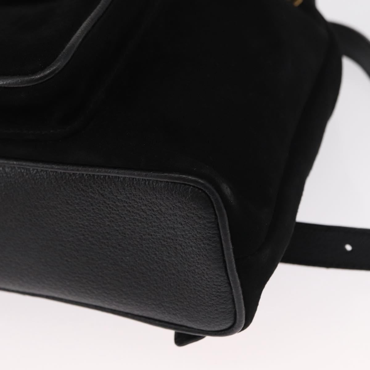 Gucci Vintage Bamboo Backpack Suede Black Suede Backpack Bag (Pre-Owned)