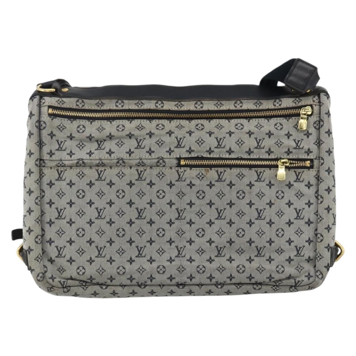 Louis Vuitton Sac Maman Handbag Mini Lin Blue Canvas Shoulder Bag