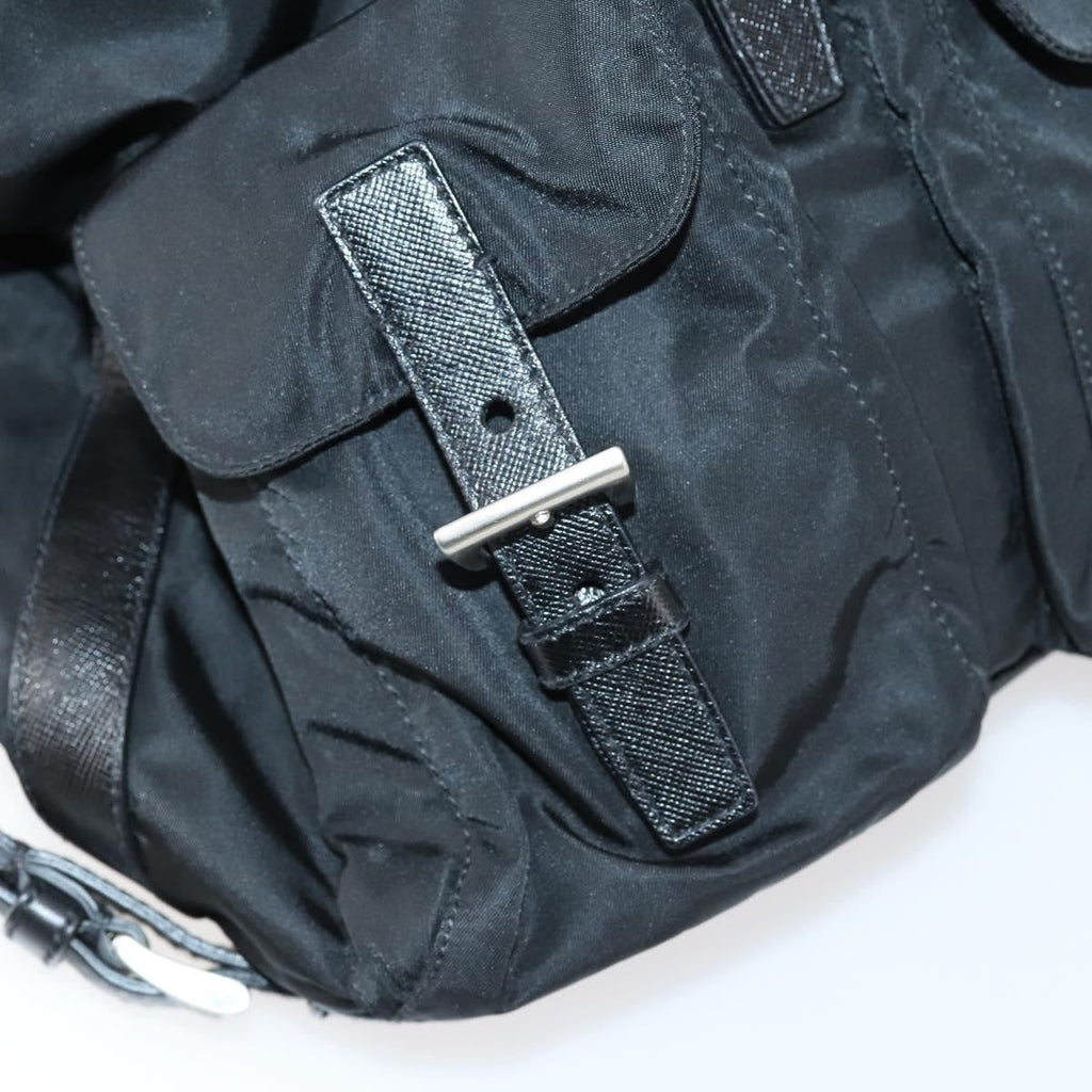 Prada Double Pocket Shoulder Bag Tessuto Black Nylon Shoulder Bag Bag