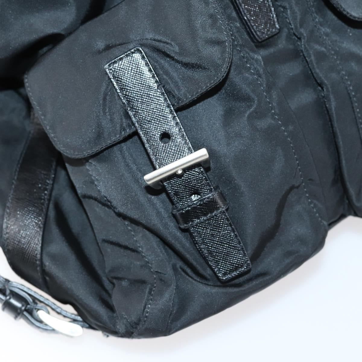 Prada Double Pocket Shoulder Bag Tessuto Black Nylon Shoulder Bag Bag