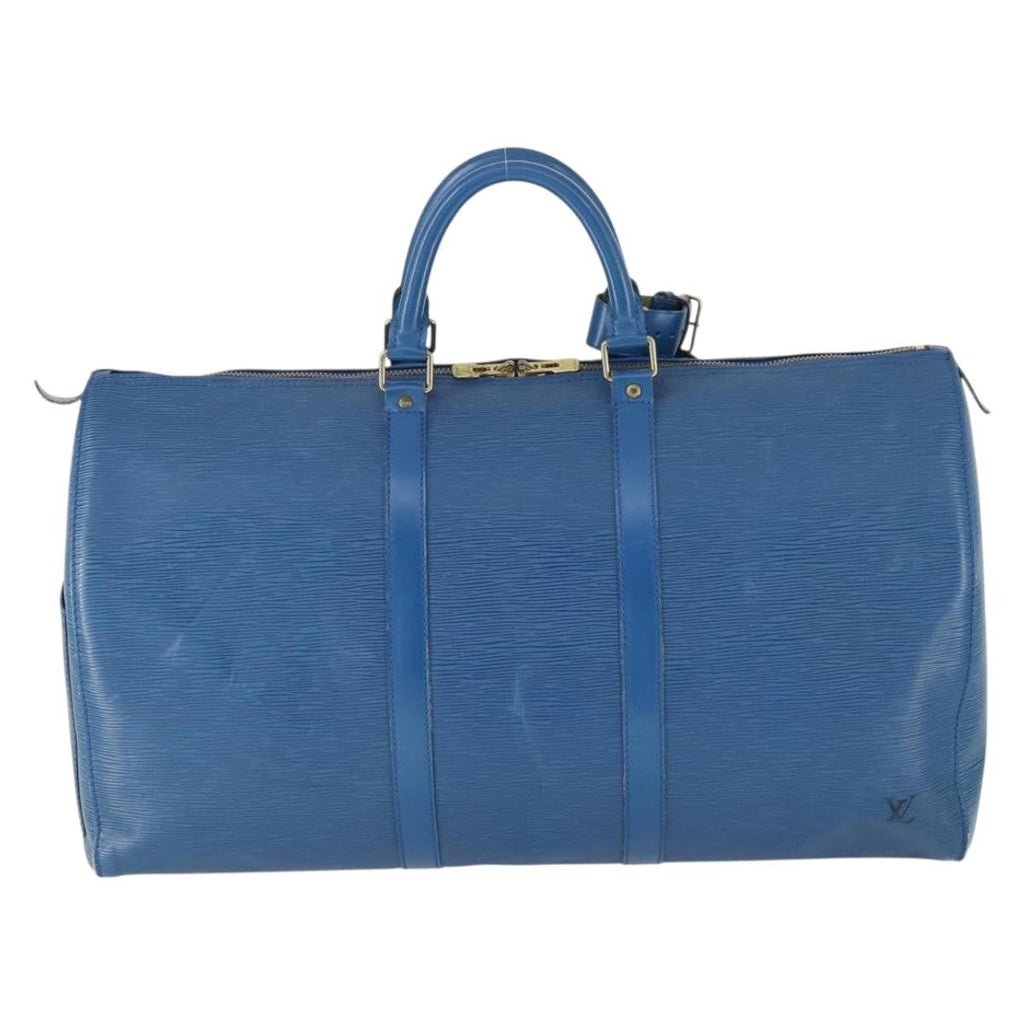 Louis Vuitton Keepall Bag Epi Leather Blue Leather Travel Bag