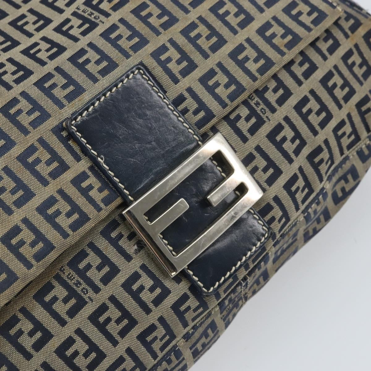 Fendi Mamma Baguette Zucchino Canvas Navy Canvas Shoulder Bag Bag