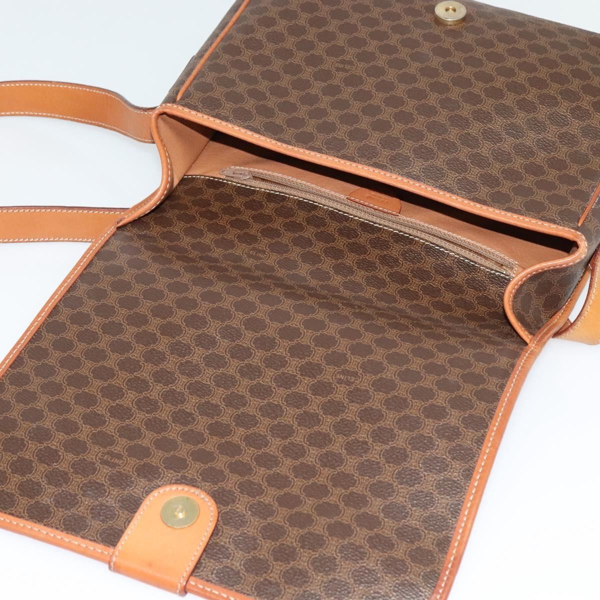 Celine Macadam Shoulder Bag Pvc Leather Brown Canvas Bag
