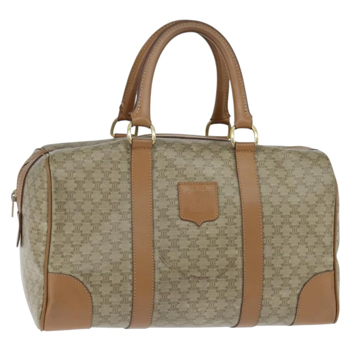 Celine Vintage Macadam Boston Bag Canvas Beige Canvas Travel Bag Bag