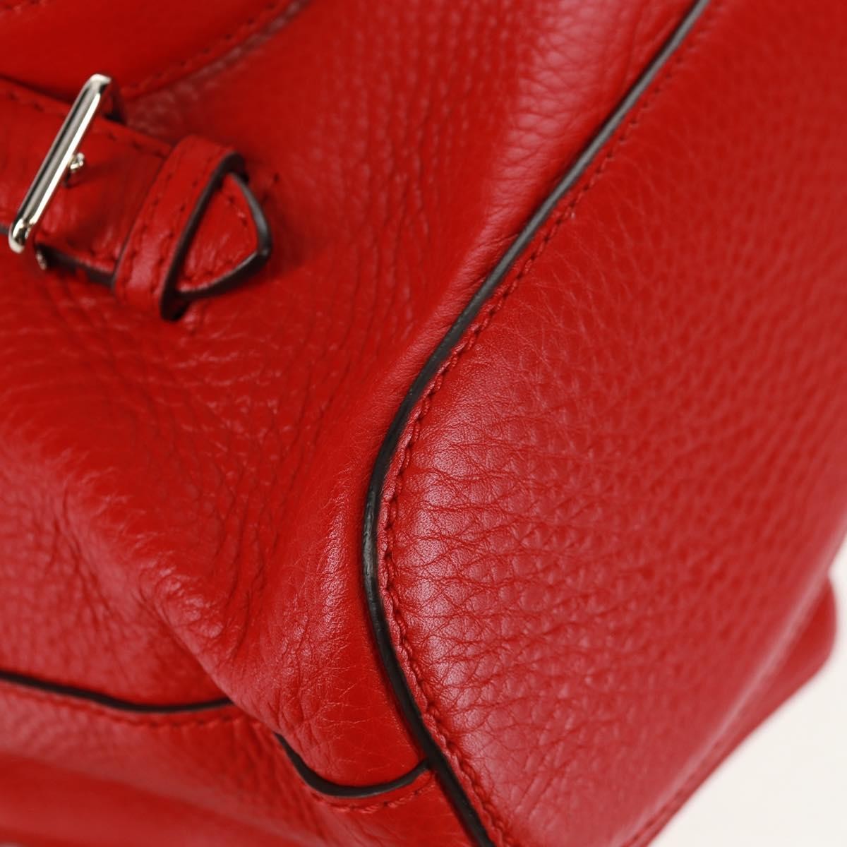 Gucci Bamboo Tassel Backpack Leather Red Leather Backpack Bag (Pre-Owned)