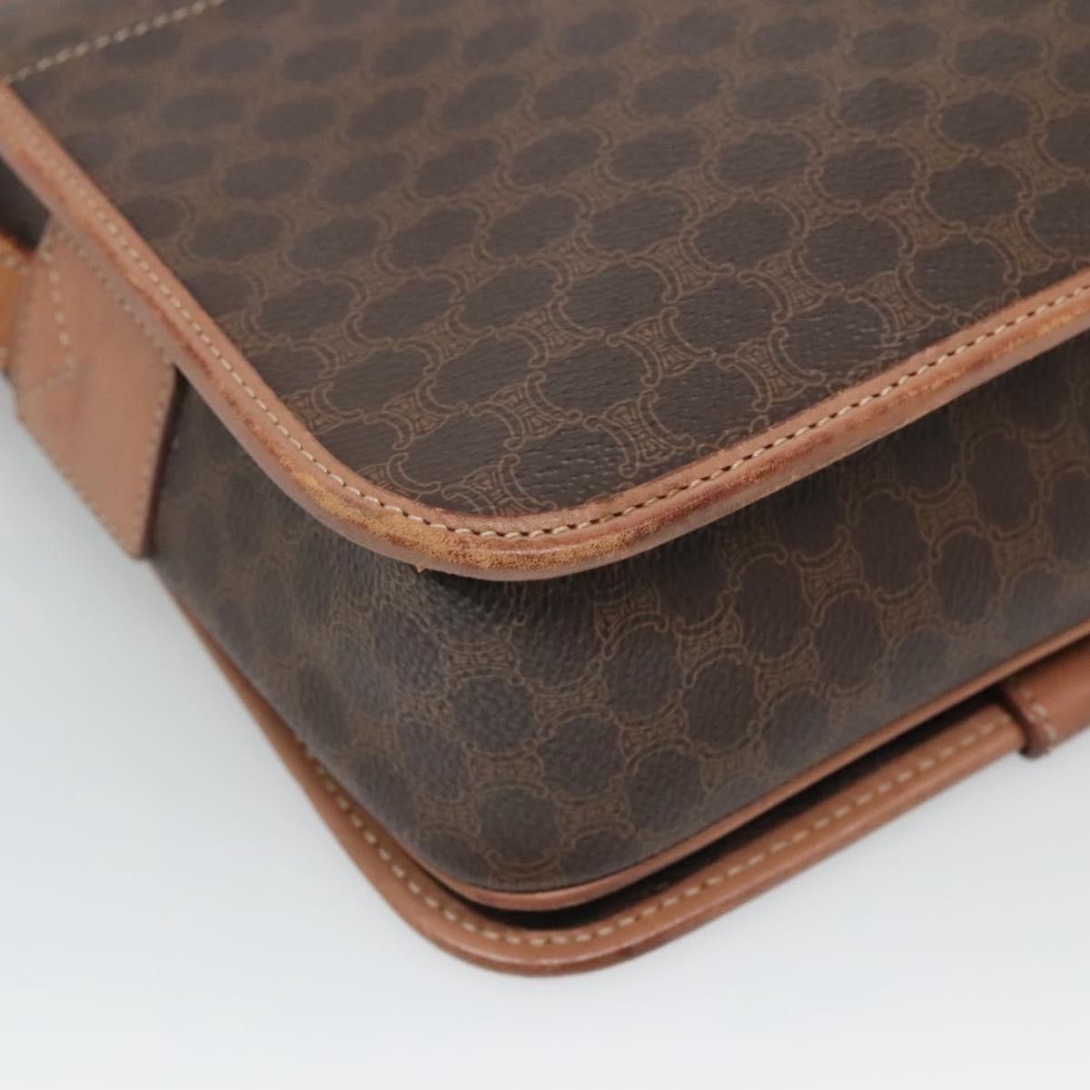Celine Vintage Macadam Shoulder Bag Canvas And Leather Brown Canvas Shoulder Bag Bag