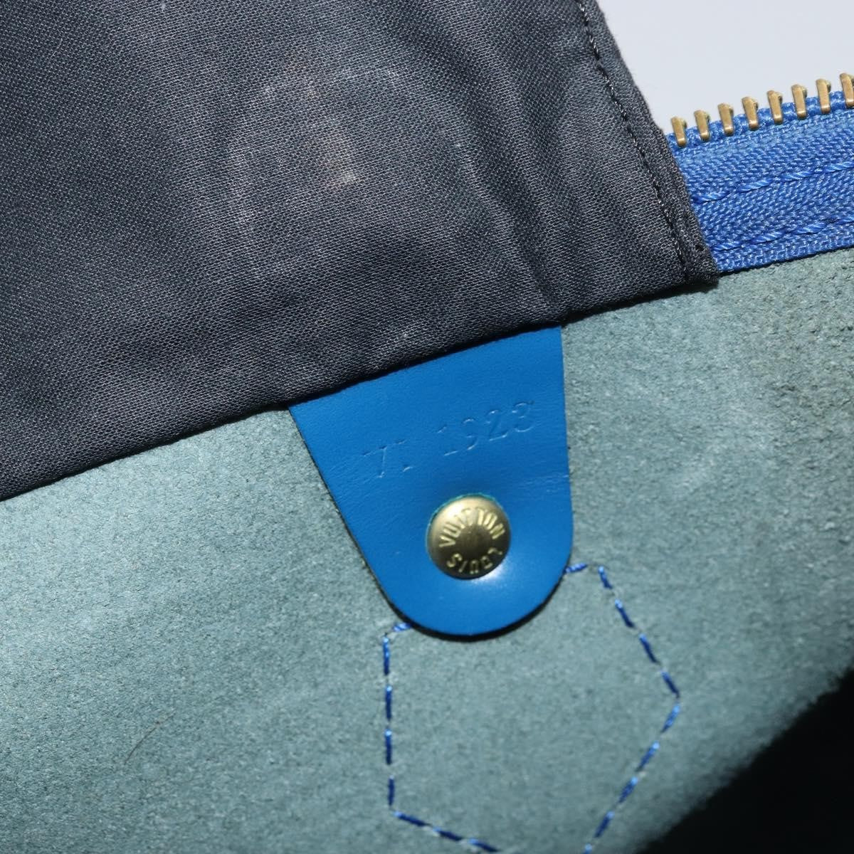 Louis Vuitton Speedy Handbag Epi Leather Blue Leather Handbag