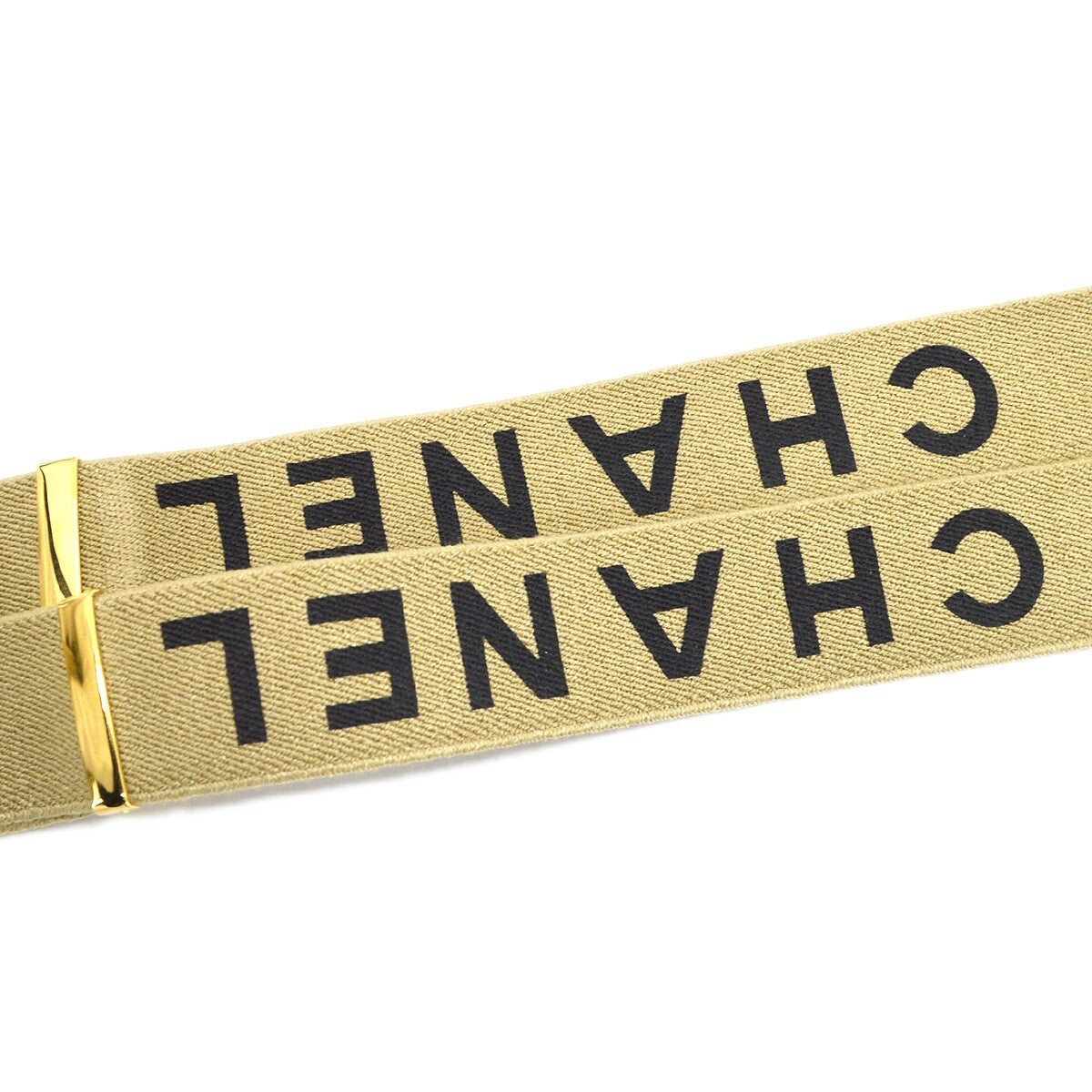 Chanel Logo Suspenders Canvas Beige Canvas Belts Accessory