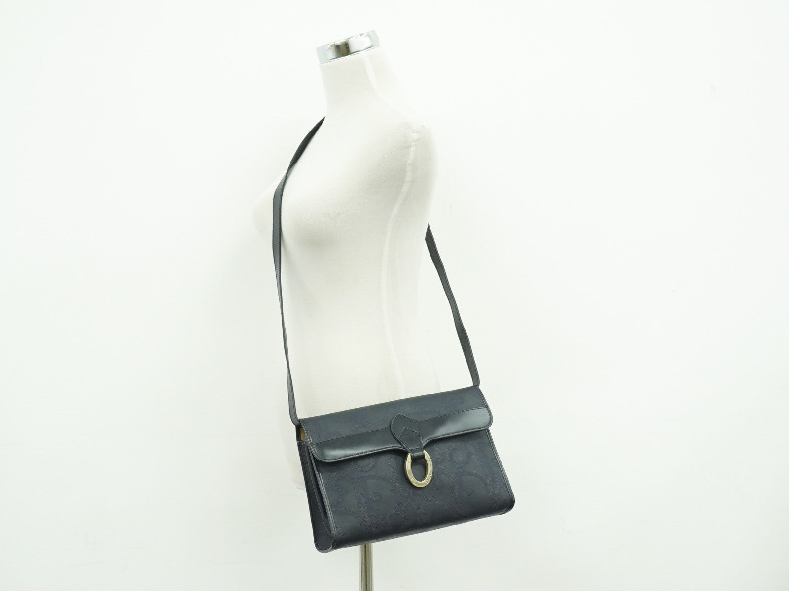 Christian Dior Trotter Shoulder Bag Canvas Navy Canvas Shoulder Bag Bag (Pre-Owned)